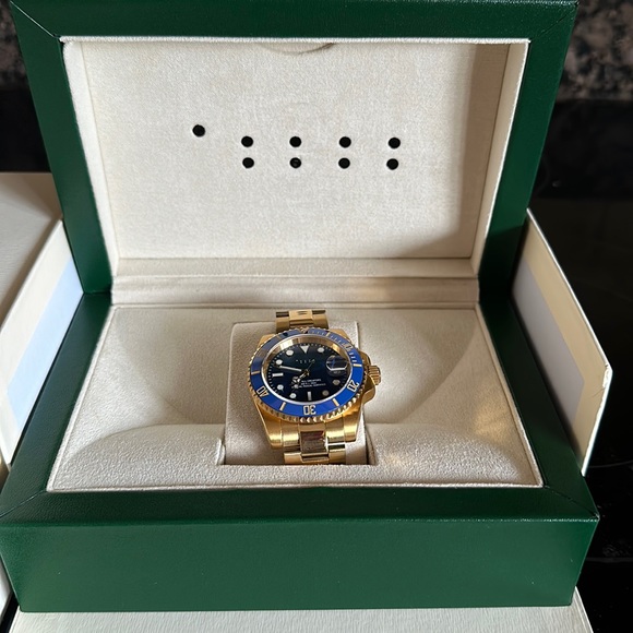 Timex Accessories - Pascal Design Regal Gold Blue Bezel UNISEX watch
